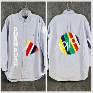 Ralph Lauren Yarmouth Oxford Shirt Custom Push Push Nautical Flag Patch 16.5 2XL